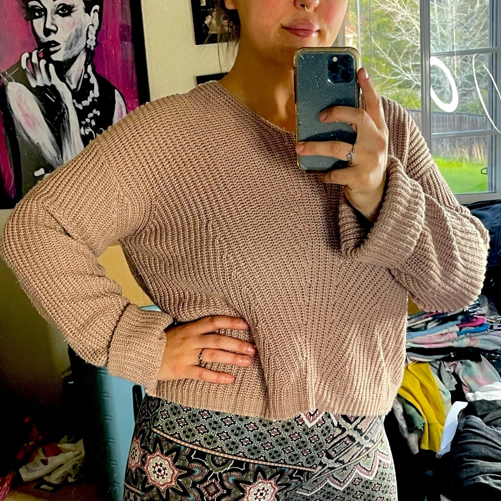 Hooded knit sweater